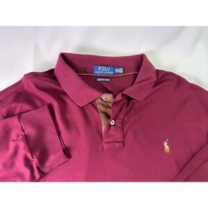 Polo Ralph Lauren Men's 2XL Long Sleeve Pima Cotton Polo Nude Pony Shirt Red